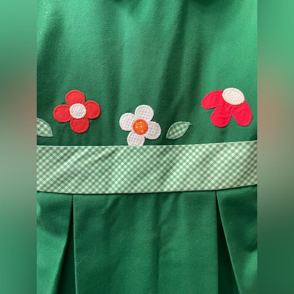 Vintage Sylvia Whyte For Lord & Taylor Green Floral Appliqué Dress - Picture 2 of 5